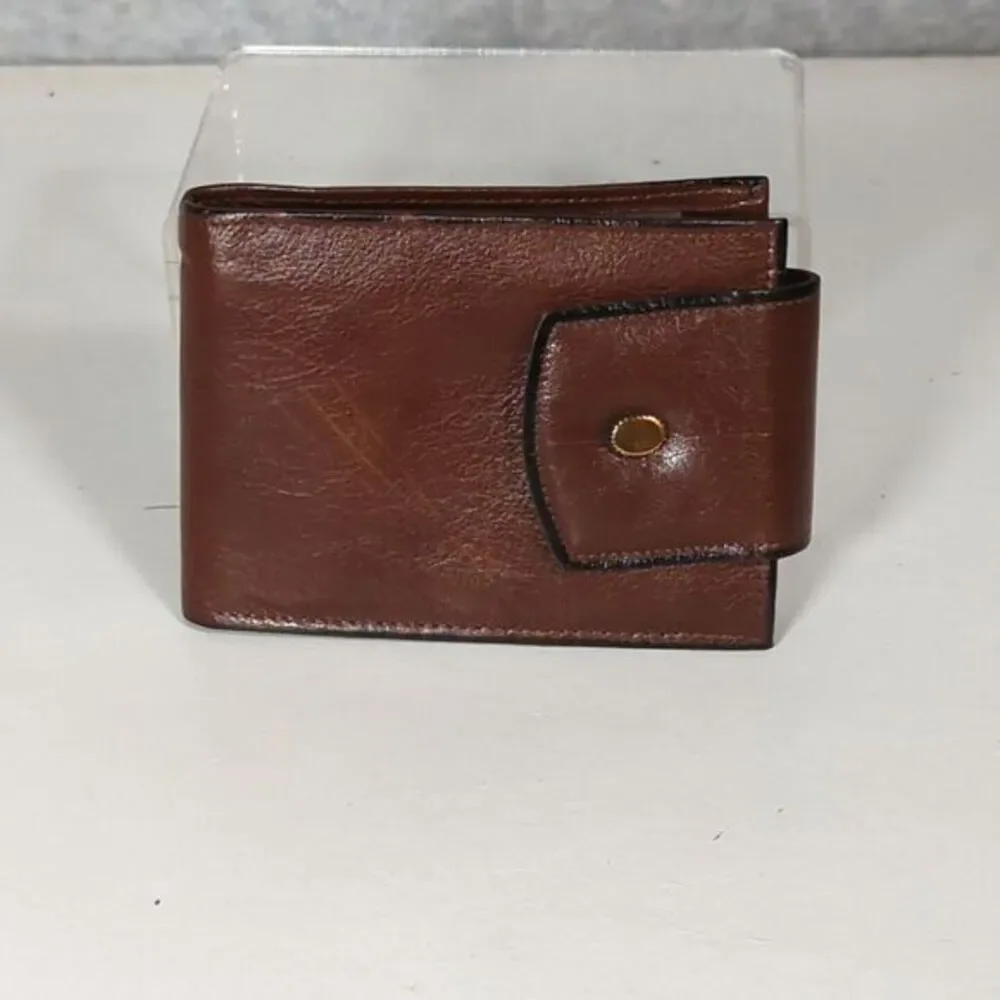 VTG Princess Gardner Calfskin Bifold Billfold‎ Wallet Brown Leather 3.5x5 Retro